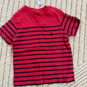 Polo by Ralph Lauren Red Tee with Navy Stripes and Pocket